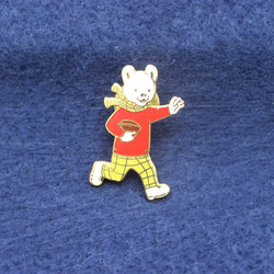 Vintage Rupert the Bear Rugby Player Pin Badge Brooch