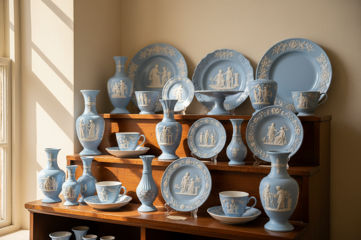 Pale Blue and White Wedgewood Pottery Collection