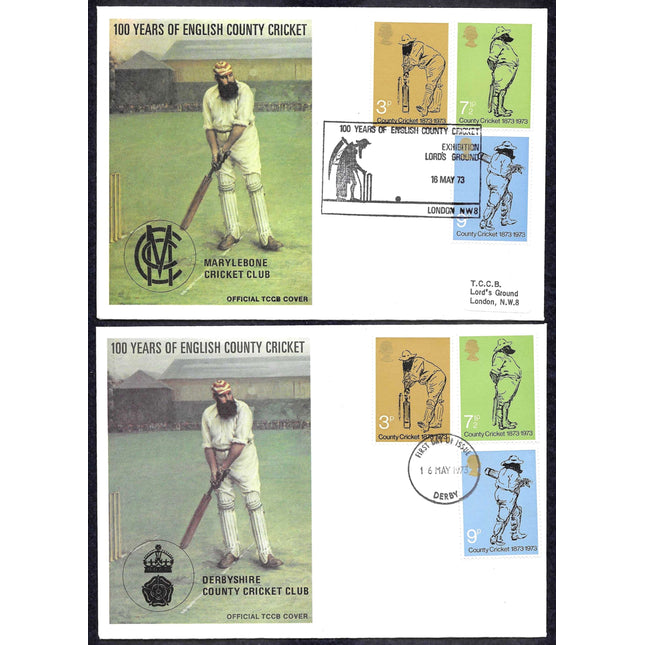 Set of 18 First Day Covers – 100 Years of English County Cricket (1873–1973)