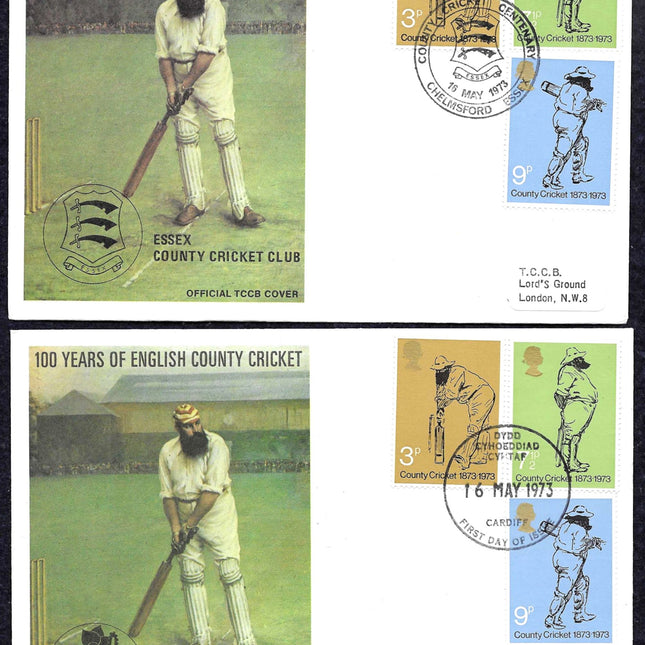 Set of 18 First Day Covers – 100 Years of English County Cricket (1873–1973)