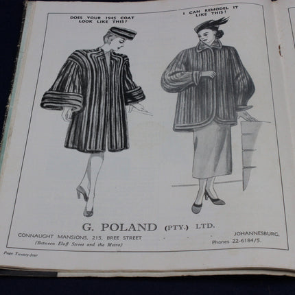Vintage advertisement for G. Poland (PTY) Ltd. featuring two women modeling coats.