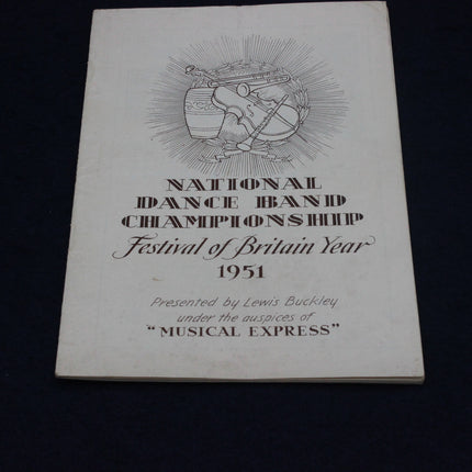 Booklet cover of National Dance Band Championship Festival of Britain Year 1951 on a black background