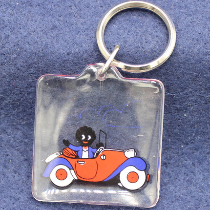 1980s Golly Driving a Car Keyring – Vintage Novelty