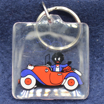 1980s Golly Driving a Car Keyring – Vintage Novelty