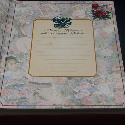 Decorative paper with floral border and vintage-style text