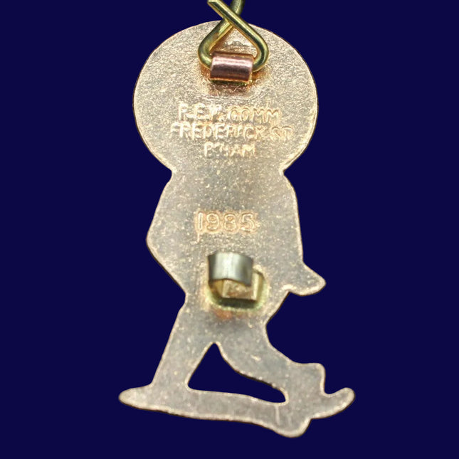 Gold silhouette Golly Brooch rear with Rev Gomm backstamp