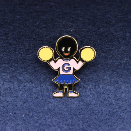1996 Robertson’s Cheerleader Golly Badge on blue felt