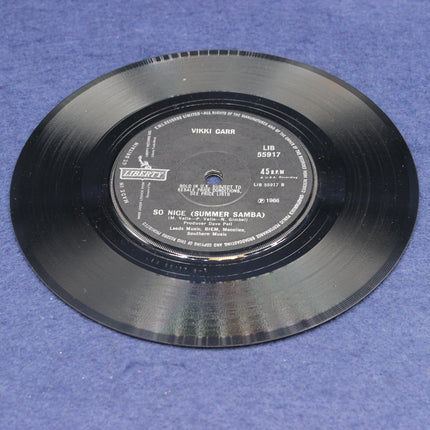 Vinyl record with label on a blue background