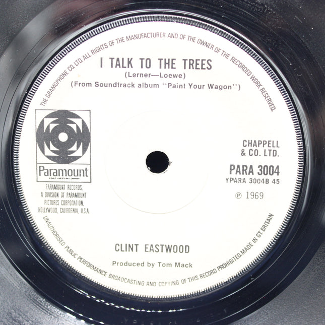 Record label from a Clint Eastwood vinyl record with text and logos