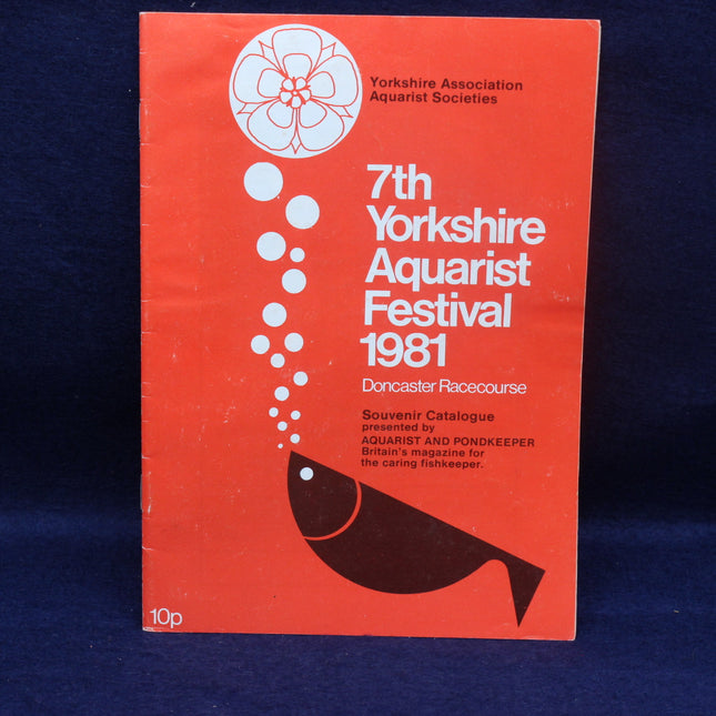 Souvenir catalogue cover for the 7th Yorkshire Aquarist Festival 1981 on a red background.