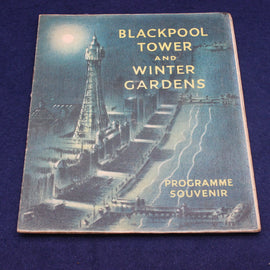Souvenir programme cover featuring Blackpool Tower and Winter Gardens on a blue background