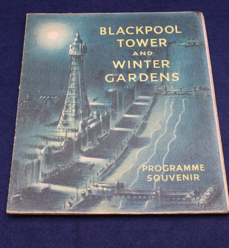 Souvenir programme cover featuring Blackpool Tower and Winter Gardens on a blue background