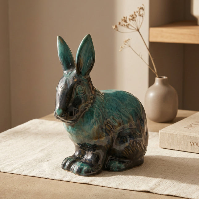 Blue Mountain Pottery Rabbit – 21cm – Classic Drip‑Glaze Figurine