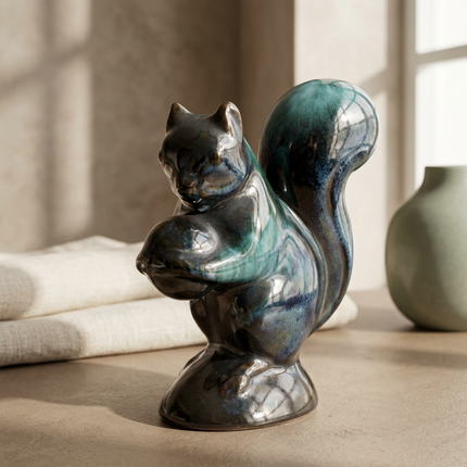 Blue Mountain Pottery Squirrel – 13cm Drip‑Glaze Figurine