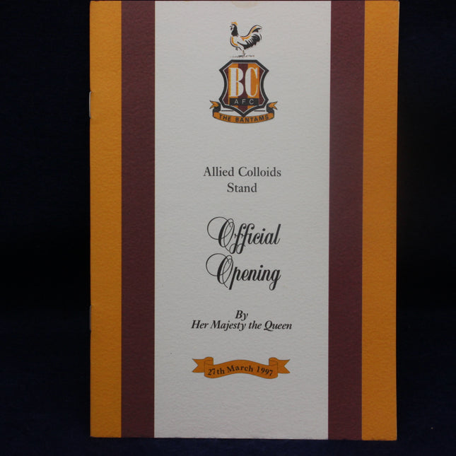 Bradford City AFC – Allied Colloids Stand Opening Souvenir 1997