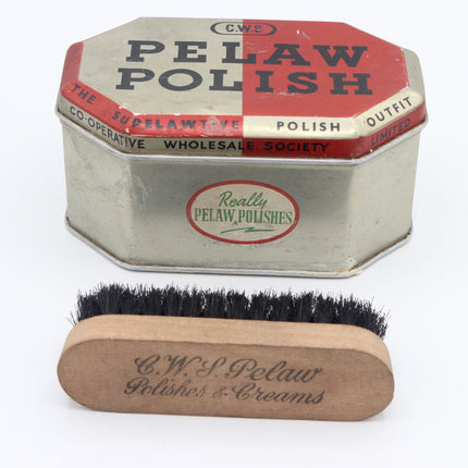 C.W.S. Pelaw Polish Outfit – Octagonal Tin &; Original Brush, c.1930s–40s