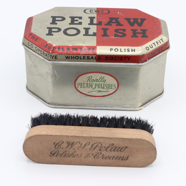 C.W.S. Pelaw Polish Outfit – Octagonal Tin &; Original Brush, c.1930s–40s