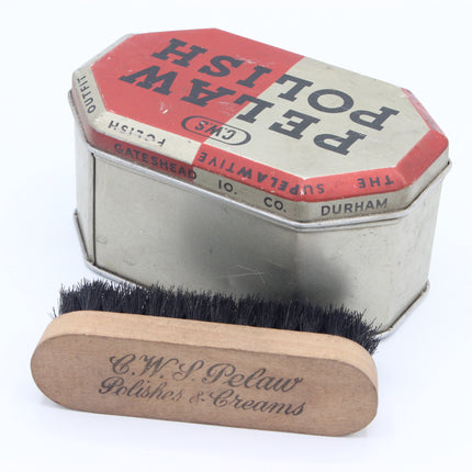 C.W.S. Pelaw Polish Outfit – Octagonal Tin &; Original Brush, c.1930s–40s