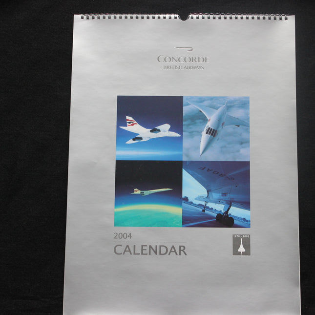 Concorde 2004 calendar with images of the aircraft on a black background