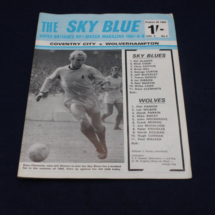 Vintage sports magazine cover featuring a football player and match details on a dark background