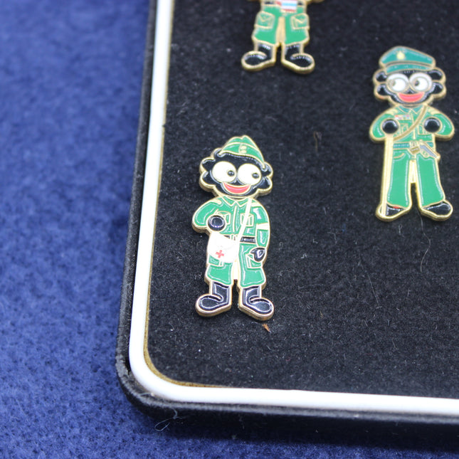 “Dad’s Army” Golly Set – Five‑Piece Enamel Badge Collection