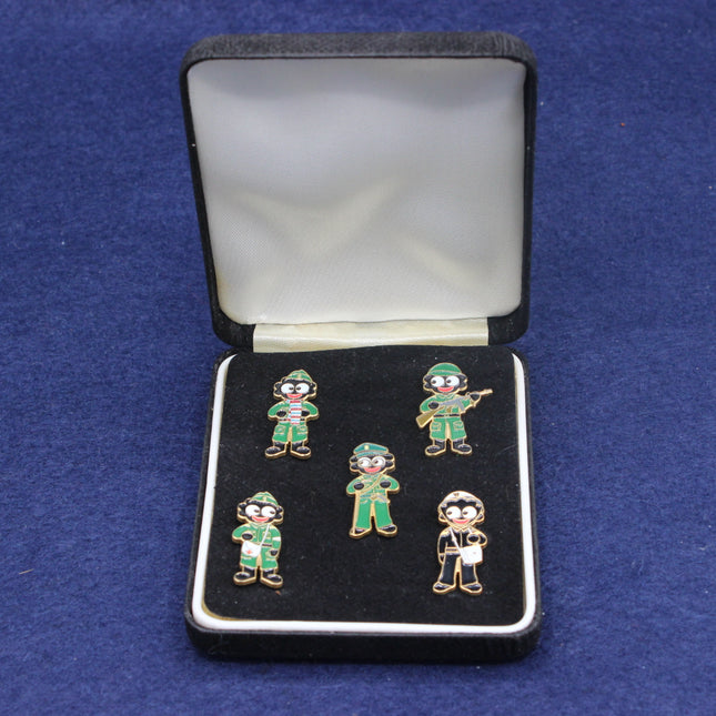 “Dad’s Army” Golly Set – Five‑Piece Enamel Badge Collection