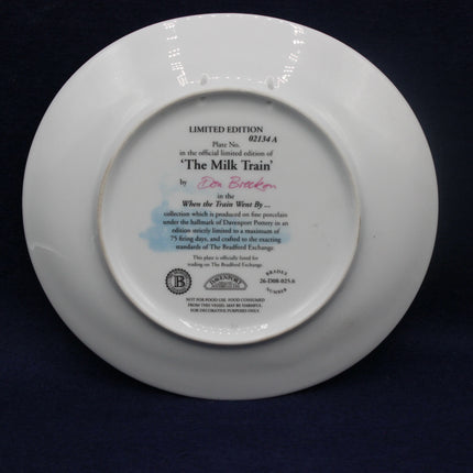Limited edition ceramic plate with text and branding on a dark background