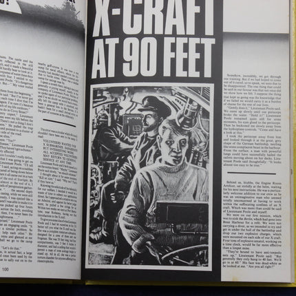 Vintage book or magazine page with black and white illustration and text.