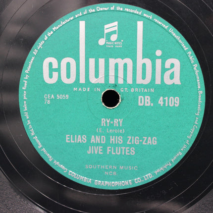 Columbia record label on a shellac 78 record with text and music notes.