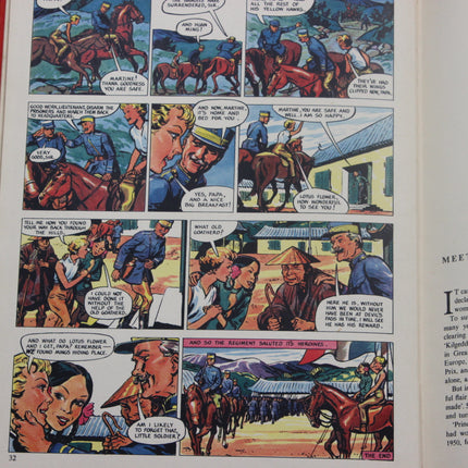 Comic book page with multiple panels showing a story about soldiers on horseback.
