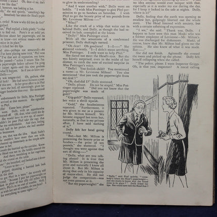Open book with text and illustration of two women in a room.