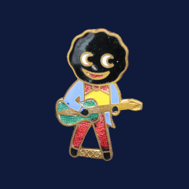 Golly Guitar Player Badge – Yellow Waistcoat – Backstamped R.E.V. Gomm
