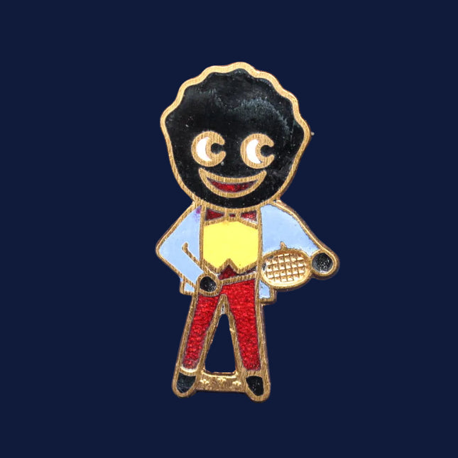 Golly Tennis Player Enamel Badge – Yellow Waistcoat – No Backstamp