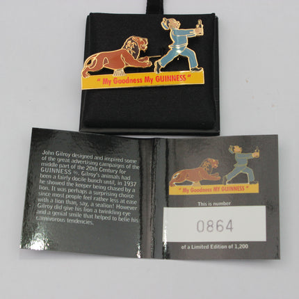 Black wallet with 'My Goodness My Guinness' design featuring a lion and a person, on a white background.