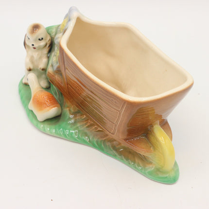 Hornsea Dog & Tortoise Wheelbarrow Planter No. 232 on a white background