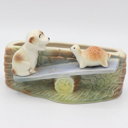Hornsea Pottery Fauna No. 19 Dog and Tortoise See‑Saw Posy Vase
