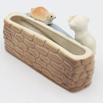 Hornsea Pottery Fauna No. 19 Dog and Tortoise See‑Saw Posy Vase