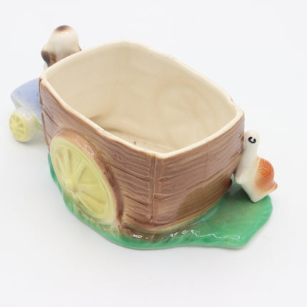 Vintage Hornsea Pottery Fauna Series No.233 – Rabbit and Snail Cart Planter