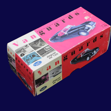 Vintage Vanguards toy box with model car images on a dark background