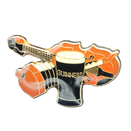 Guinness violin and a squeezebox pin badge