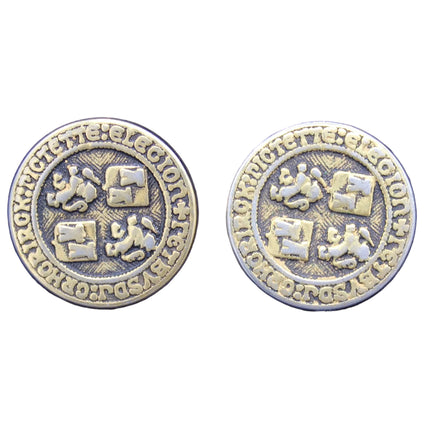 Pair of Medieval‑Style Buttons – Heraldic Design