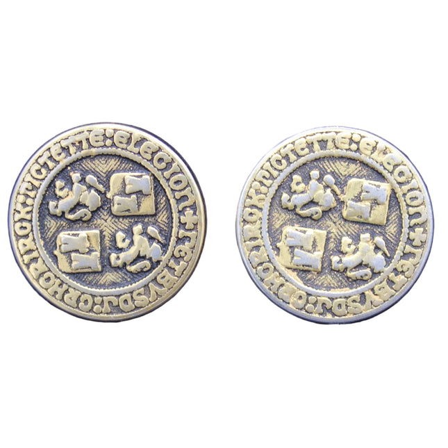 Pair of Medieval‑Style Buttons – Heraldic Design