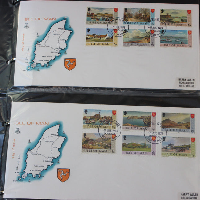 Isle of Man First Day Cover Album – 80 Covers (1973–1980) – Historical & TT Race Issues