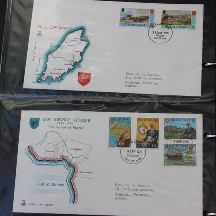 Isle of Man First Day Cover Album – 80 Covers (1973–1980) – Historical & TT Race Issues