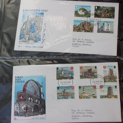 Isle of Man First Day Cover Album – 80 Covers (1973–1980) – Historical & TT Race Issues