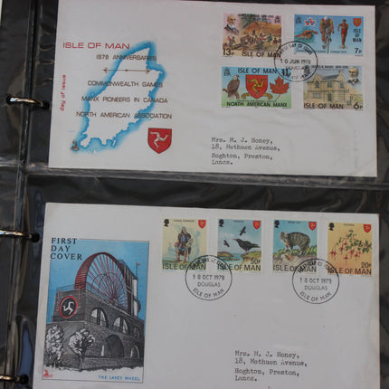 Isle of Man First Day Cover Album – 80 Covers (1973–1980) – Historical & TT Race Issues