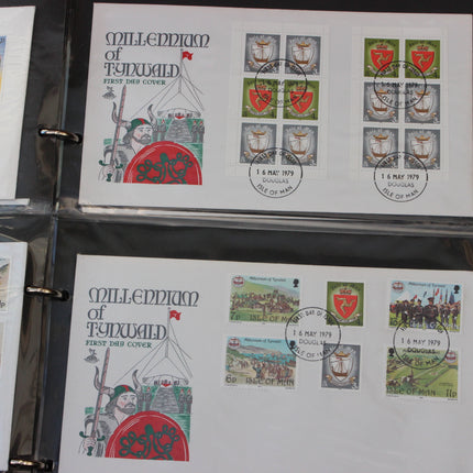 Isle of Man First Day Cover Album – 80 Covers (1973–1980) – Historical & TT Race Issues