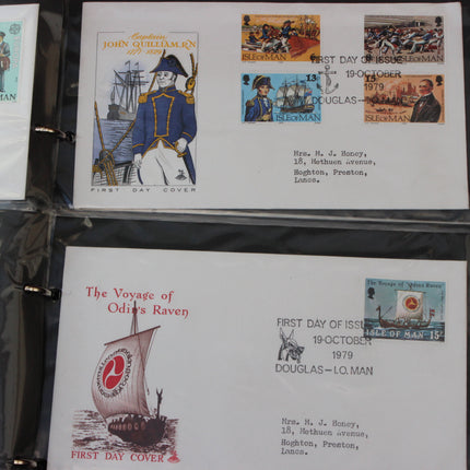 Isle of Man First Day Cover Album – 80 Covers (1973–1980) – Historical & TT Race Issues