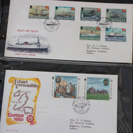 Isle of Man First Day Cover Album – 80 Covers (1973–1980) – Historical & TT Race Issues