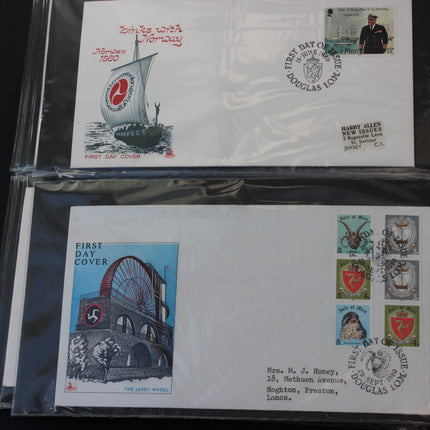 Isle of Man First Day Cover Album – 80 Covers (1973–1980) – Historical & TT Race Issues